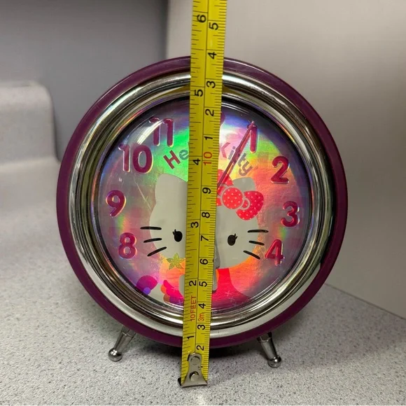 Hello Kitty Purple Alarm Clock with holographic face/glowing hands. Y2K. - Picture 7 of 9